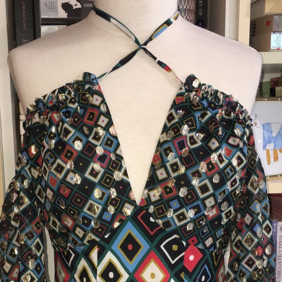 Rixo Audrey Multicolor Geometric Print Off-Shoulder Dress - Picture 5 of 12